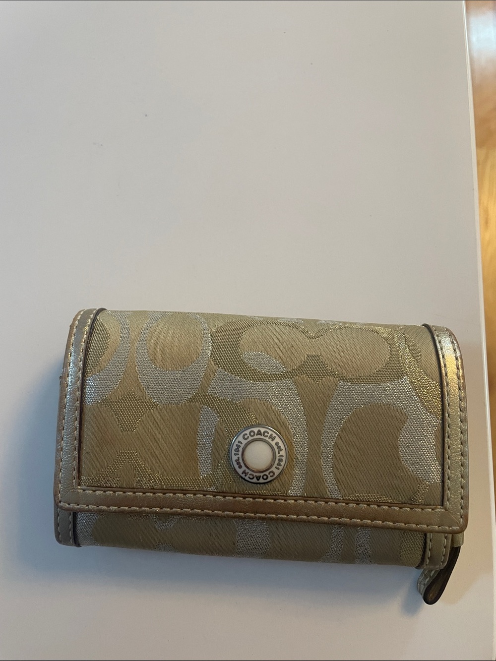 Vintage Coach Metallic Gold Signature Key Pouch